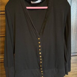 Black Cardigan with Gold Buttons